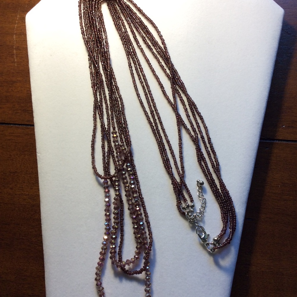 Beaded Layered & Faceted Colorful Brown Necklace. - Picture 5 of 6